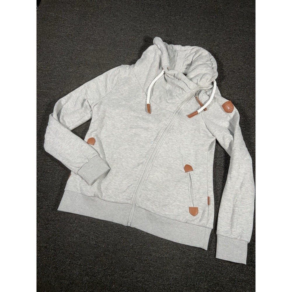 Wanakome Hestia Asymetrical Zip Hoodie Sweatshirt Womens XL Gray Cowl Neck
